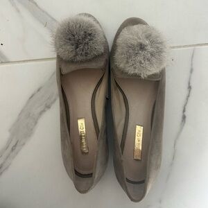 Louise et Cie Gray Pom-Pom Flats